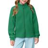 Haloumoning Girls Polar Fleece Jacket Kids Full Zip Lightweight Fall Winter Coat Outerwear with Pockets 5-14 Years(Dark Green)
