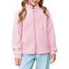 Haloumoning Girls Polar Fleece Jacket Kids Full Zip Lightweight Fall Winter Coat Outerwear with Pockets 5-14 Years(Light Pink)
