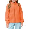 Haloumoning Girls Polar Fleece Jacket Kids Full Zip Lightweight Fall Winter Coat Outerwear with Pockets 5-14 Years(Orange)