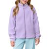 Haloumoning Girls Polar Fleece Jacket Kids Full Zip Lightweight Fall Winter Coat Outerwear with Pockets 5-14 Years(Purple)