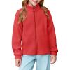 Haloumoning Girls Polar Fleece Jacket Kids Full Zip Lightweight Fall Winter Coat Outerwear with Pockets 5-14 Years(Red)