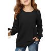 Haloumoning Girls Sweatshirts Kids Casual Cable Knit Long Sleeve Shirts Tunic Tops 4-14 Years(Black)