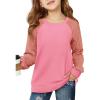 Haloumoning Girls Sweatshirts Kids Casual Cable Knit Long Sleeve Shirts Tunic Tops 4-14 Years(Dark Pink)