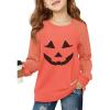 Haloumoning Girls Sweatshirts Kids Casual Cable Knit Long Sleeve Shirts Tunic Tops 4-14 Years(Halloween-orange)
