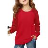 Haloumoning Girls Sweatshirts Kids Casual Cable Knit Long Sleeve Shirts Tunic Tops 4-14 Years(Red)