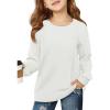 Haloumoning Girls Sweatshirts Kids Casual Cable Knit Long Sleeve Shirts Tunic Tops 4-14 Years(White)