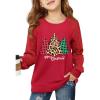 Haloumoning Girls Sweatshirts Kids Casual Cable Knit Long Sleeve Shirts Tunic Tops 4-14 Years(Xmas-red)