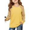 Haloumoning Girls Sweatshirts Kids Casual Cable Knit Long Sleeve Shirts Tunic Tops 4-14 Years(Yellow)