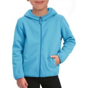 Haloumoning Boys Fleece Full-Zip Hoodie Jacket Kids Polar Warm Hooded Fall Winter Jacket With Pockets 5-14 Years(Lake Blue)