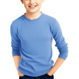 Haloumoning Boys Sweater Kids Fashion Long Sleeve Crewneck Knit Pullover Fall Winter Clothes 5-14 Years(Blue)
