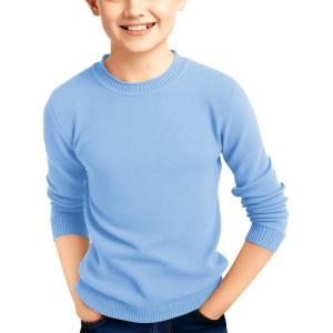 Haloumoning Boys Sweater Kids Fashion Long Sleeve Crewneck Knit Pullover Fall Winter Clothes 5-14 Years(Sky Blue)