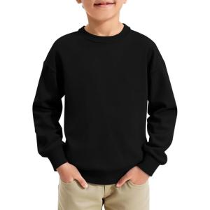 Haloumoning Boys Sweatshirts Kids Fashion Long Sleeve Crewneck Pullover 5-14 Years(Black)