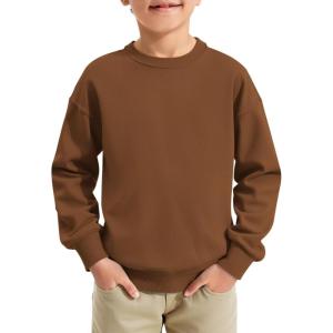 Haloumoning Boys Sweatshirts Kids Fashion Long Sleeve Crewneck Pullover 5-14 Years(Brown)