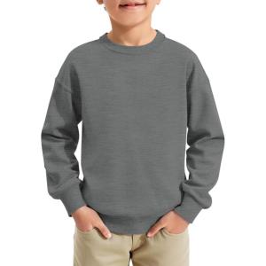 Haloumoning Boys Sweatshirts Kids Fashion Long Sleeve Crewneck Pullover 5-14 Years(Grey)