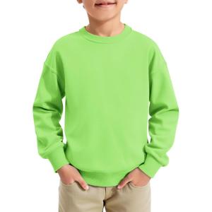 Haloumoning Boys Sweatshirts Kids Fashion Long Sleeve Crewneck Pullover 5-14 Years(Neon Green)
