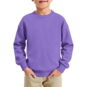 Haloumoning Boys Sweatshirts Kids Fashion Long Sleeve Crewneck Pullover 5-14 Years(Purple)