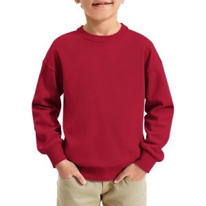 Haloumoning Boys Sweatshirts Kids Fashion Long Sleeve Crewneck Pullover 5-14 Years(Red)