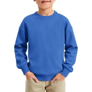 Haloumoning Boys Sweatshirts Kids Fashion Long Sleeve Crewneck Pullover 5-14 Years(Royal Blue)