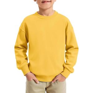 Haloumoning Boys Sweatshirts Kids Fashion Long Sleeve Crewneck Pullover 5-14 Years(Yellow)