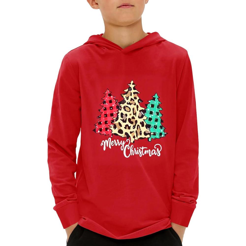 image:imageHaloumoning Boys Fashion Hoodies Kids Long Sleeve Hooded Sweatshirts 514 YearsChristmasred