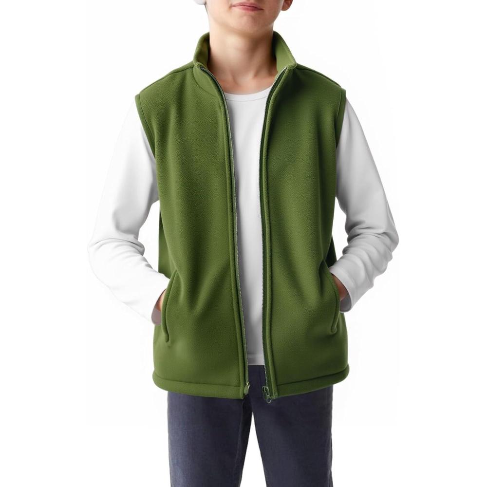 image:imageHaloumoning Boys Polar Fleece Vest Kids FullZip Lightweight Sleeveless Jacket Fall Winter Warm Outwear 514 YearsGreen
