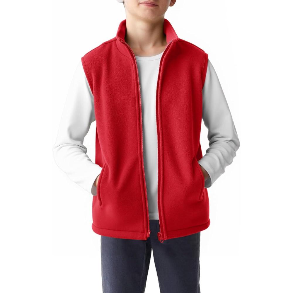 image:imageHaloumoning Boys Polar Fleece Vest Kids FullZip Lightweight Sleeveless Jacket Fall Winter Warm Outwear 514 YearsRed