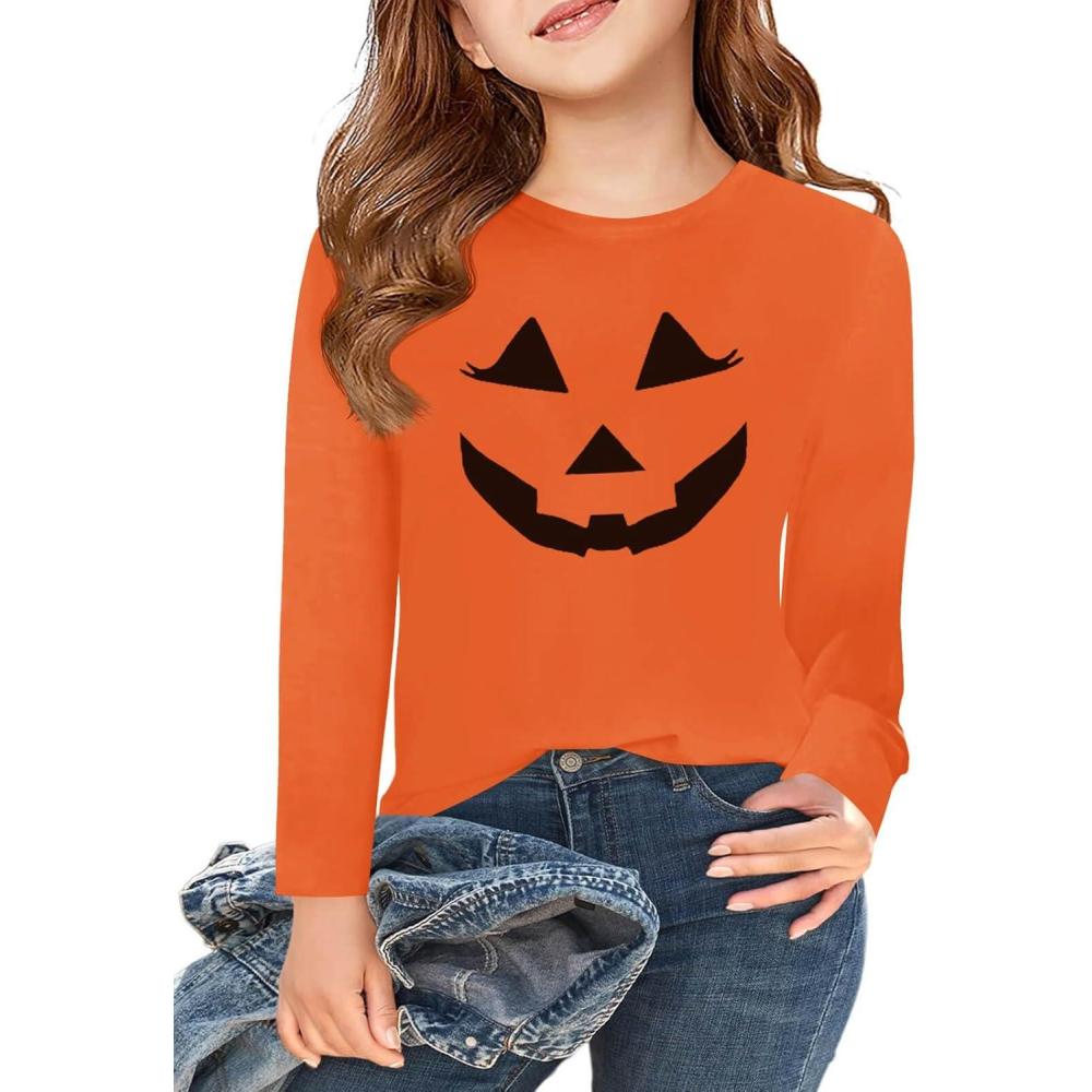 image:imageHaloumoning Girls Long Sleeve T Shirts Kids Fall Tops Crewneck Basic Tees 514YHalloween Pumpkin