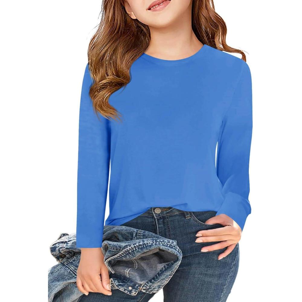 image:imageHaloumoning Girls Long Sleeve T Shirts Kids Fall Tops Crewneck Basic Tees 514YRoyal Blue