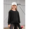 Haloumoning Girls Long Sleeve Sweatshirts Kids Casual Crewneck Loose Fit Pullover with Pockets 5-14 Years(Black)