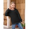 Haloumoning Girls Long Sleeve Sweatshirts Kids Casual Crewneck Loose Fit Pullover with Pockets 5-14 Years(Black)