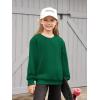 Haloumoning Girls Long Sleeve Sweatshirts Kids Casual Crewneck Loose Fit Pullover with Pockets 5-14 Years(Dark Green)