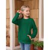 Haloumoning Girls Long Sleeve Sweatshirts Kids Casual Crewneck Loose Fit Pullover with Pockets 5-14 Years(Dark Green)