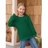 Haloumoning Girls Long Sleeve Sweatshirts Kids Casual Crewneck Loose Fit Pullover with Pockets 5-14 Years(Dark Green)
