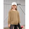 Haloumoning Girls Long Sleeve Sweatshirts Kids Casual Crewneck Loose Fit Pullover with Pockets 5-14 Years(Khaki)