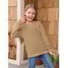 Haloumoning Girls Long Sleeve Sweatshirts Kids Casual Crewneck Loose Fit Pullover with Pockets 5-14 Years(Khaki)