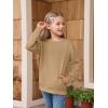 Haloumoning Girls Long Sleeve Sweatshirts Kids Casual Crewneck Loose Fit Pullover with Pockets 5-14 Years(Khaki)