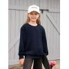 Haloumoning Girls Long Sleeve Sweatshirts Kids Casual Crewneck Loose Fit Pullover with Pockets 5-14 Years(Navy Blue)