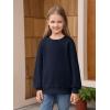 Haloumoning Girls Long Sleeve Sweatshirts Kids Casual Crewneck Loose Fit Pullover with Pockets 5-14 Years(Navy Blue)