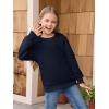 Haloumoning Girls Long Sleeve Sweatshirts Kids Casual Crewneck Loose Fit Pullover with Pockets 5-14 Years(Navy Blue)