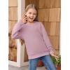 Haloumoning Girls Long Sleeve Sweatshirts Kids Casual Crewneck Loose Fit Pullover with Pockets 5-14 Years(Pinkish Purple)