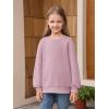 Haloumoning Girls Long Sleeve Sweatshirts Kids Casual Crewneck Loose Fit Pullover with Pockets 5-14 Years(Pinkish Purple)