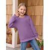 Haloumoning Girls Long Sleeve Sweatshirts Kids Casual Crewneck Loose Fit Pullover with Pockets 5-14 Years(Purple)