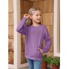 Haloumoning Girls Long Sleeve Sweatshirts Kids Casual Crewneck Loose Fit Pullover with Pockets 5-14 Years(Purple)