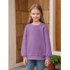 Haloumoning Girls Long Sleeve Sweatshirts Kids Casual Crewneck Loose Fit Pullover with Pockets 5-14 Years(Purple)