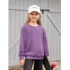 Haloumoning Girls Long Sleeve Sweatshirts Kids Casual Crewneck Loose Fit Pullover with Pockets 5-14 Years(Purple)
