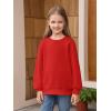 Haloumoning Girls Long Sleeve Sweatshirts Kids Casual Crewneck Loose Fit Pullover with Pockets 5-14 Years(Red)