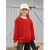 Haloumoning Girls Long Sleeve Sweatshirts Kids Casual Crewneck Loose Fit Pullover with Pockets 5-14 Years(Red)