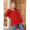 Haloumoning Girls Long Sleeve Sweatshirts Kids Casual Crewneck Loose Fit Pullover with Pockets 5-14 Years(Red)