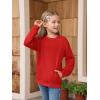 Haloumoning Girls Long Sleeve Sweatshirts Kids Casual Crewneck Loose Fit Pullover with Pockets 5-14 Years(Red)