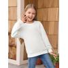 Haloumoning Girls Long Sleeve Sweatshirts Kids Casual Crewneck Loose Fit Pullover with Pockets 5-14 Years(White)